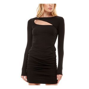 ULTRA FLIRT Womens Body Con Short Dress Black Long Sleeve Cocktail Juniors XS
